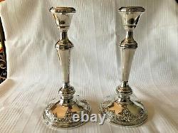 Wallace Grand Baroque (2) Tall 9 7/8 Sterling Candle Sticks Paire, Vintage